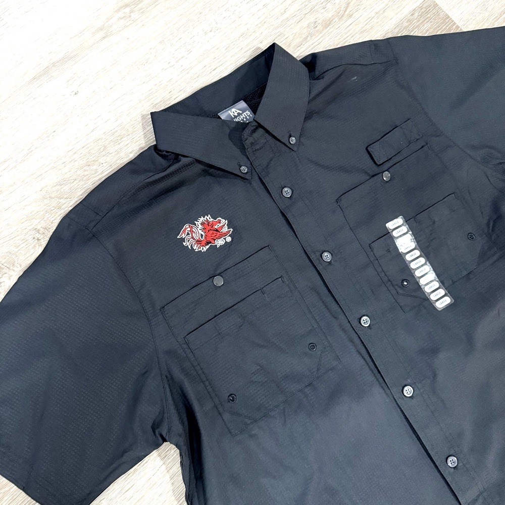 NWT SC Gamecocks Black Knights Apparel Button Up Vented Shirt Men's L